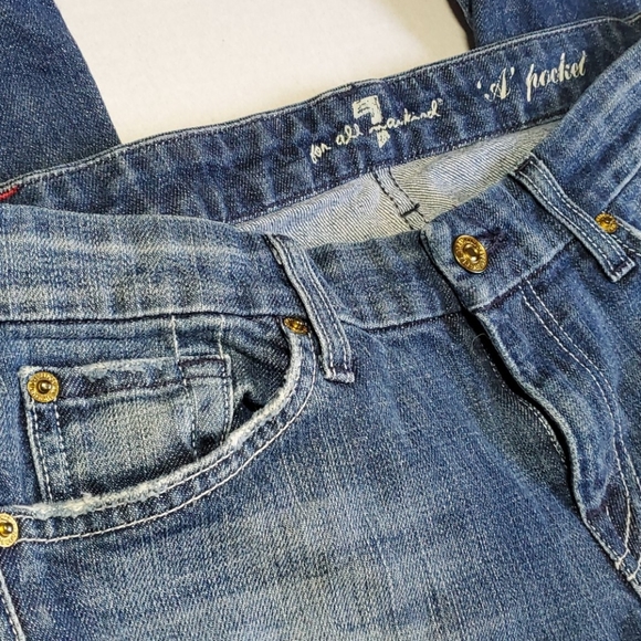 7 for All Mankind "A Pocket" Whiskers Denim Ombre Blue Jeans size 30 - Picture 4 of 8